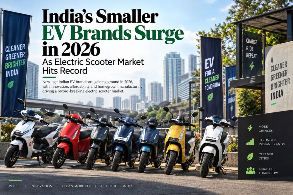 India’s Smaller EV Brands Surge in 2026 as Electric Scooter Market Hits Record India’s Smaller EV Brands Surge in 2026 as Electric Scooter Market Hits Record
