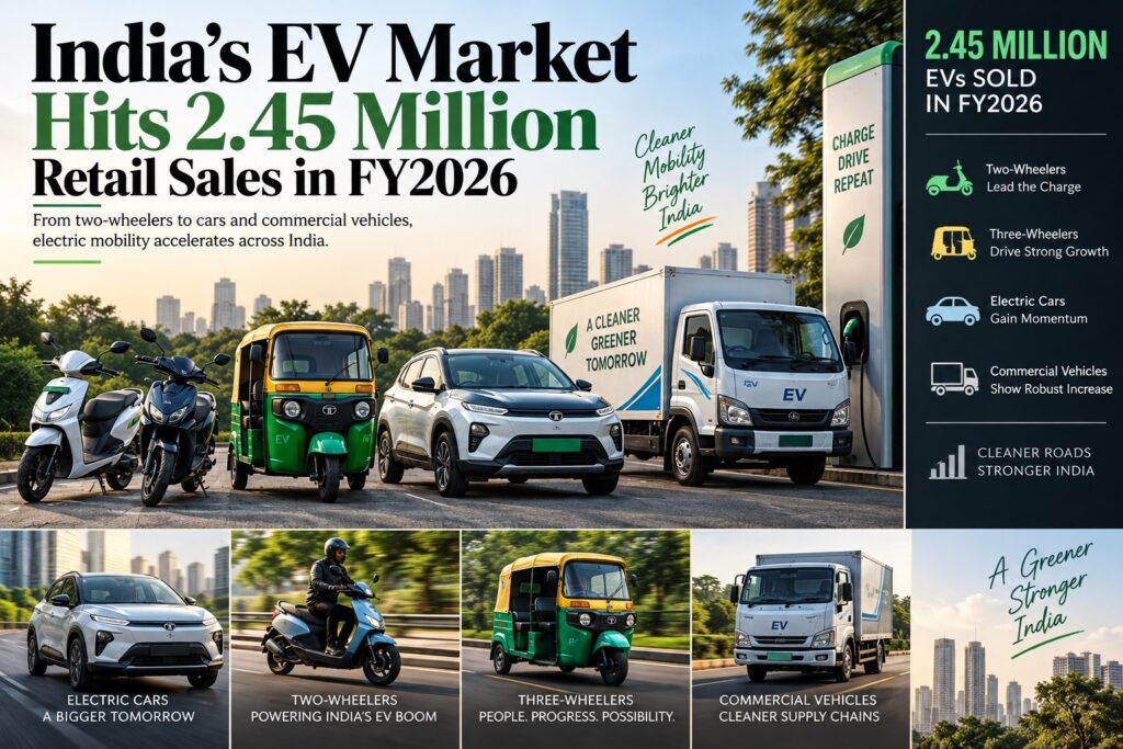 India EV Market Crosses 2.45 Million Sales in FY2026 India EV Market Crosses 2.45 Million Sales in FY2026