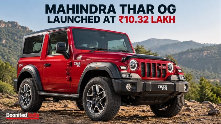 Mahindra Thar OG Launched at ₹10.32 Lakh: Price, Features & Safety