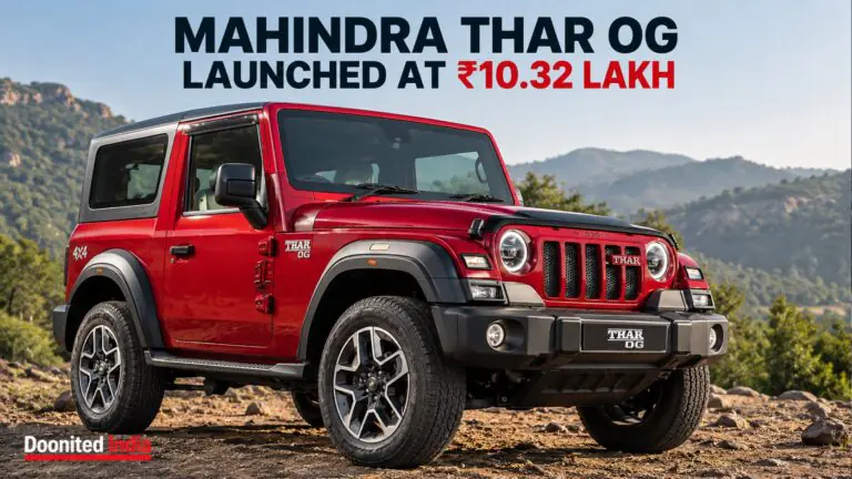 Mahindra Thar OG Launched at ₹10.32 Lakh: Price, Features & Safety Mahindra Thar OG Launched at ₹10.32 Lakh: Price, Features & Safety